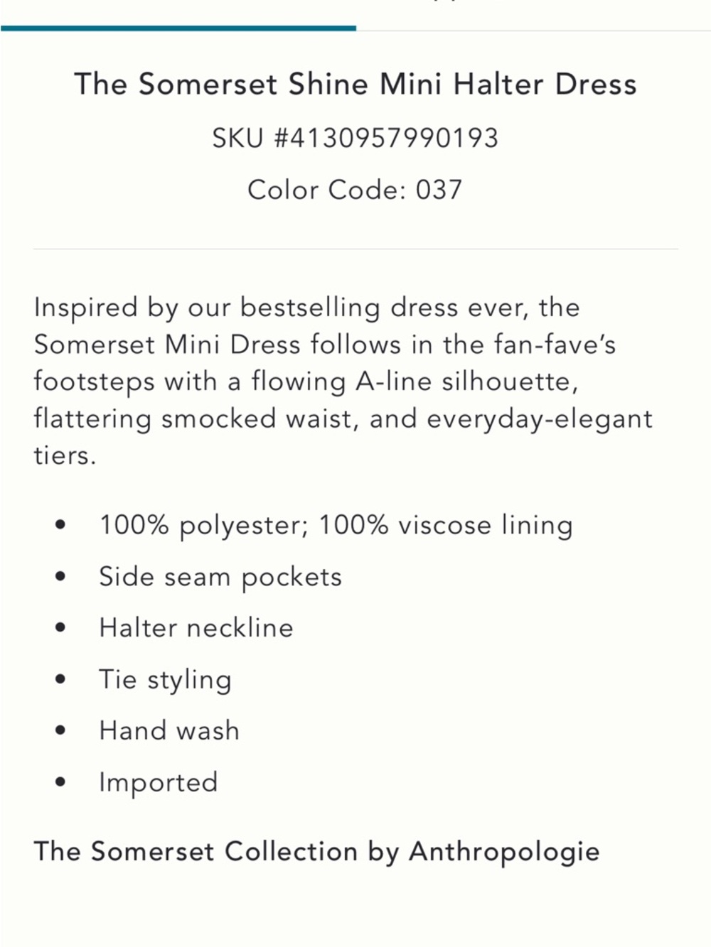 Anthropologie Somerset Shine Mini Halter Dress - Picture 5 of 12